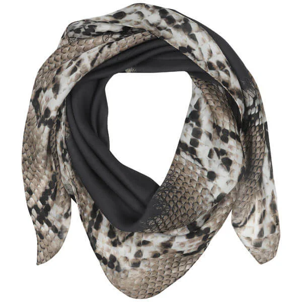 Roberto Cavalli Snakeskin Border Print Square Silk Scarf Image 1