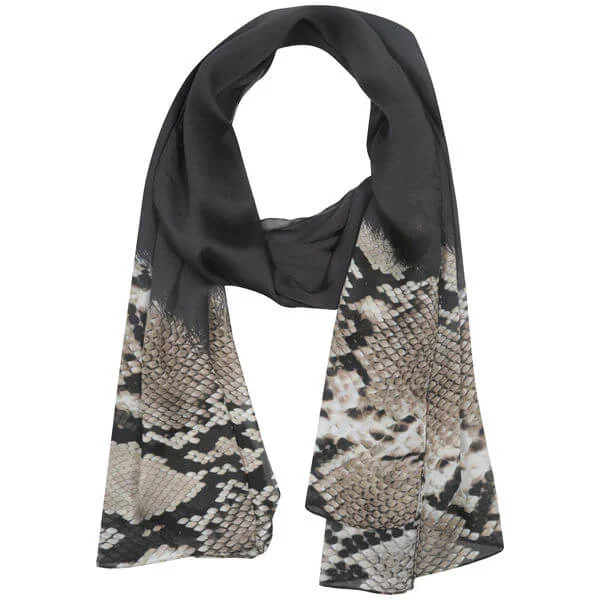 Roberto Cavalli Snakeskin Border Print Long Silk Scarf Image 1