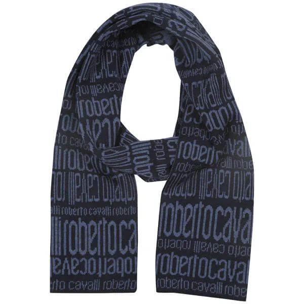 Roberto Cavalli Men's Logo Double Sided Wool Scarf Image 1