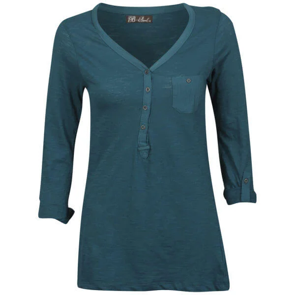 Brave Soul Women's Laila Button Top - Teel - S - Teal Image 1