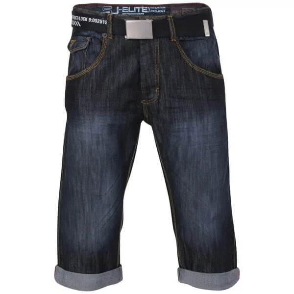 Smith & Jones Men's Belted Trip Denim Shorts - Darkwash - 28 waist - Darkwash Image 1