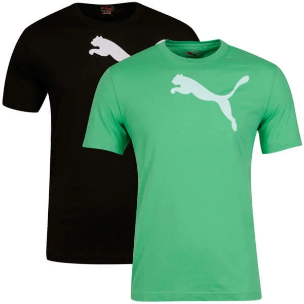 Puma Men's 2 - Pack T - Shirts Black/Green - S - Black/Green Image 1