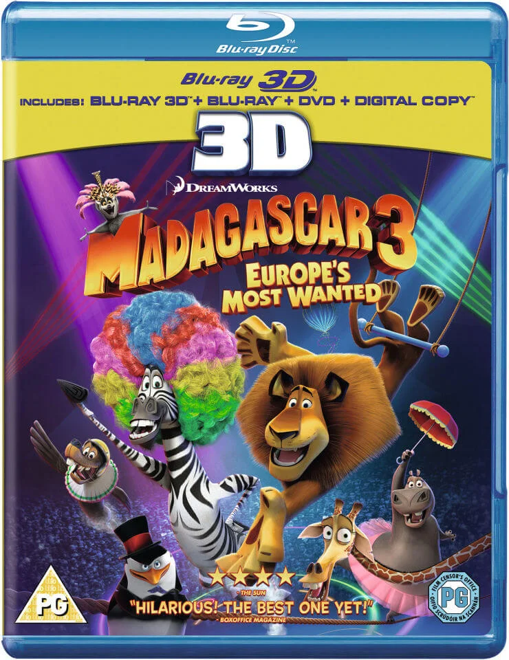 Madagascar 3: Europes Most Wanted 3D (3D Blu-Ray, 2D Blu-Ray, DVD and Digital Copy) Image 1