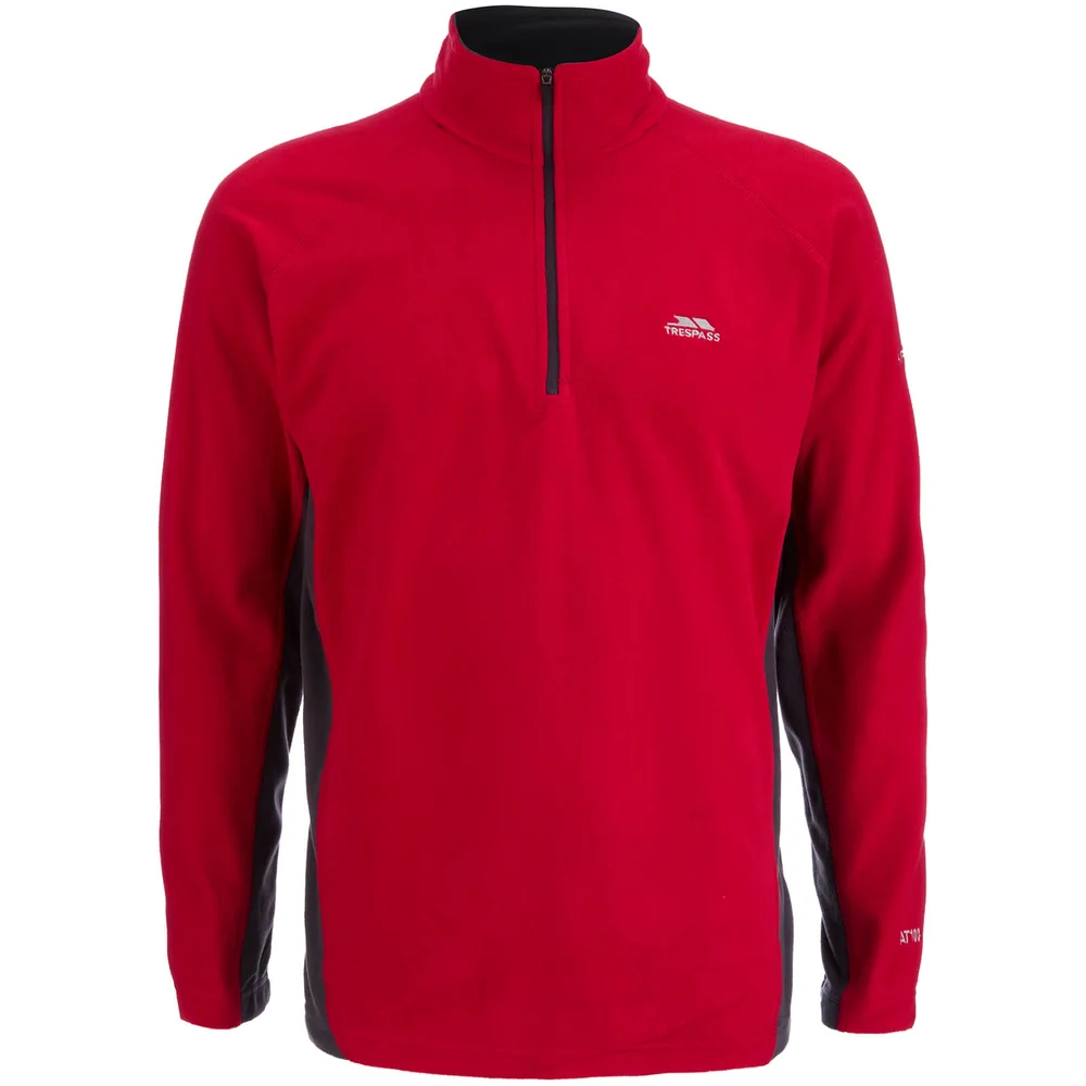 Trespass Men's Tron AirTrap100 1/2l Zip 2 Tone Fleece Jumper - Red - S - Red/Flint Image 1