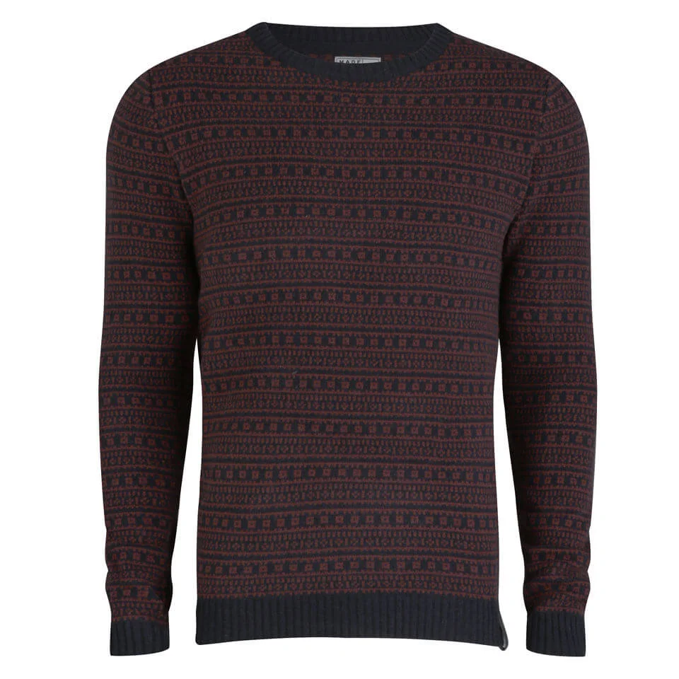 Jack & Jones Premium Men's Vincent Crew Neck Knit - Wine/Black - S - Wine Image 1