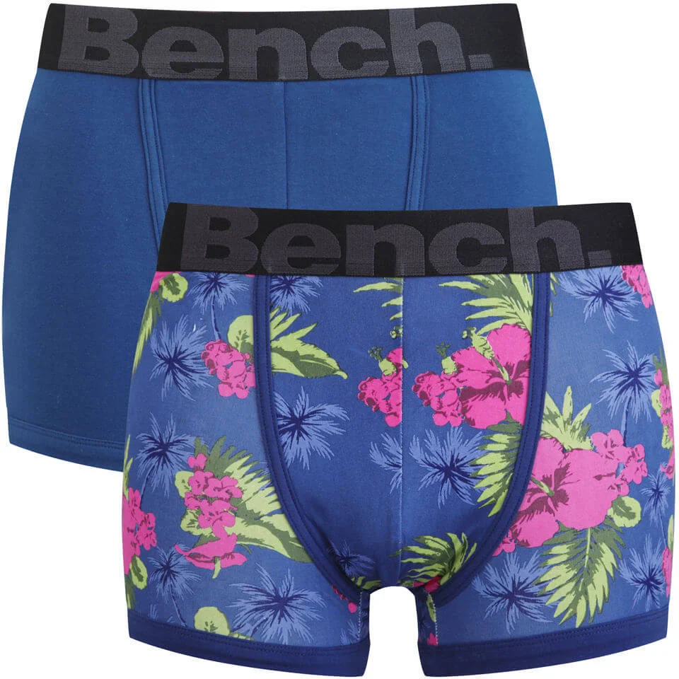 Bench Men's 2 Pack Hibiscus Print Boxers - Navy/Red - S - Navy/Red Image 1