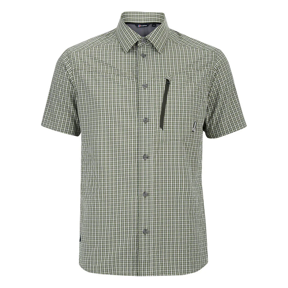 Berghaus Men's Lawrence Short Sleeve Shirt - Green/White Check - S - Green/White Image 1
