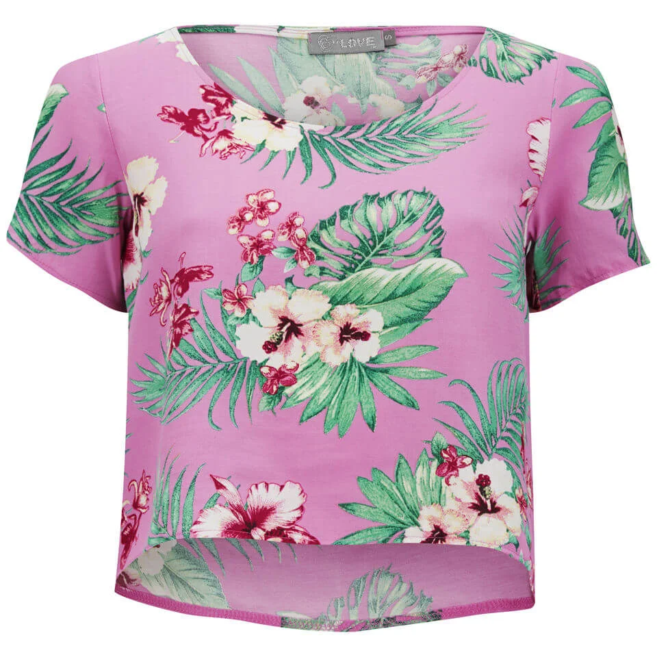 LOVE Women's Floral Crop T-Shirt - Pink - XS - Pink Image 1