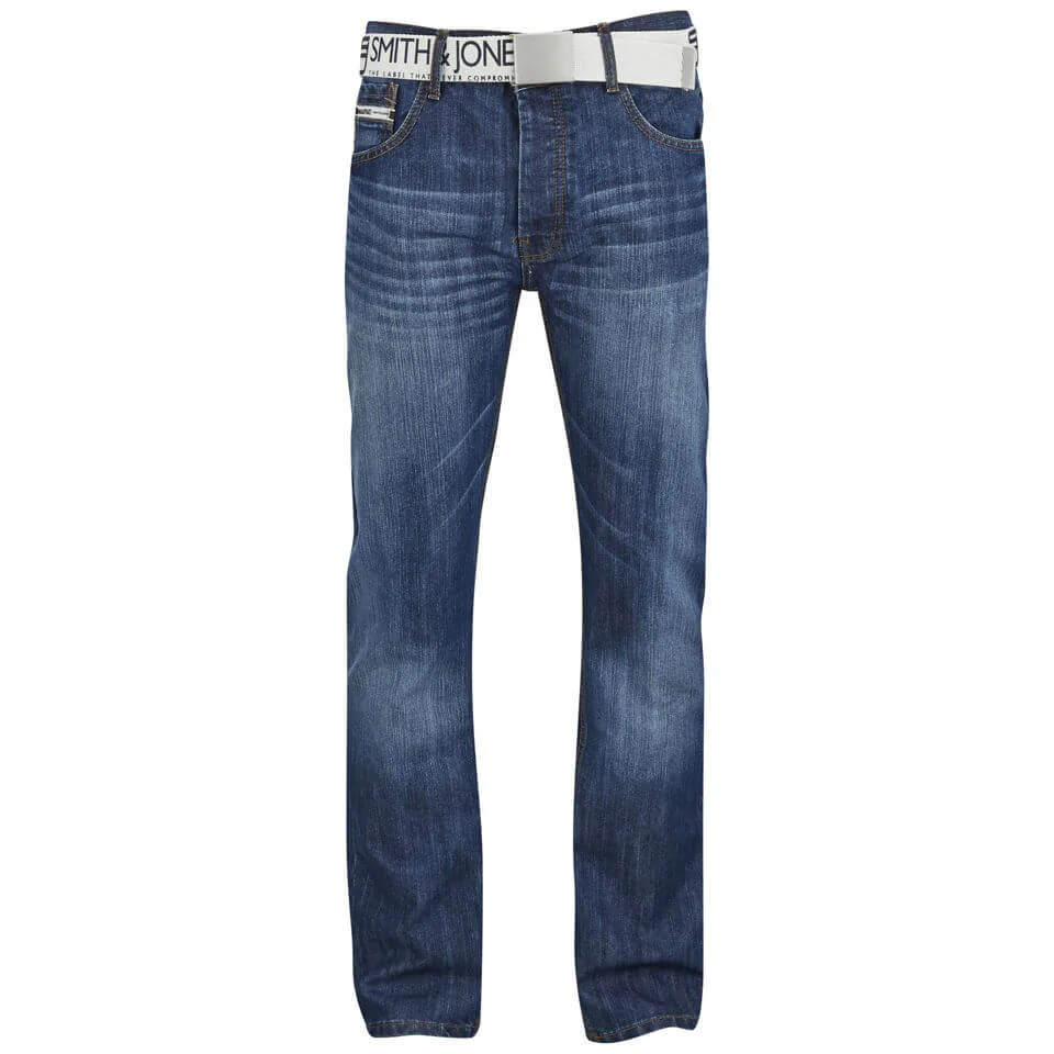 Smith & Jones Men's Furio Straight Fit Jeans - Stonewash - 28S - Blue Image 1
