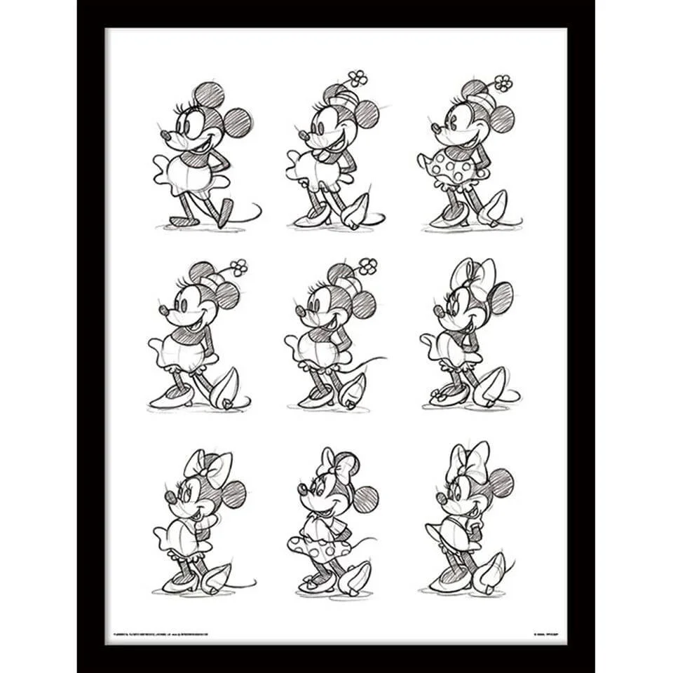 Minnie Mouse Sketched - Framed 30x40cm Print Image 1