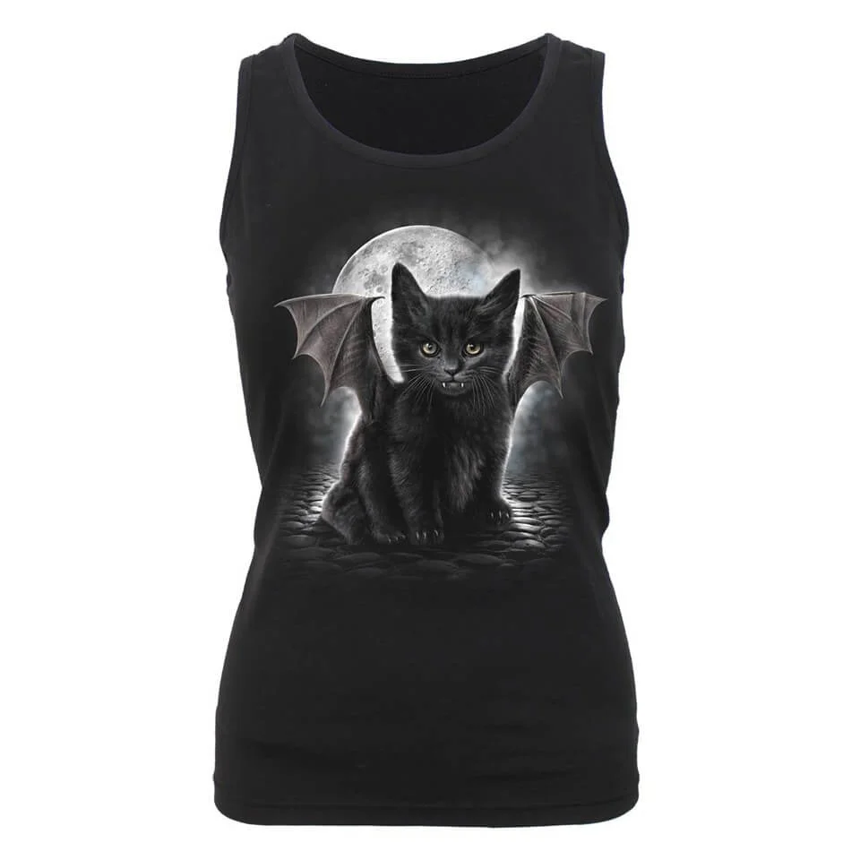 Spiral Women's BAT CAT Razor Back Top - Black - M - Black Image 1
