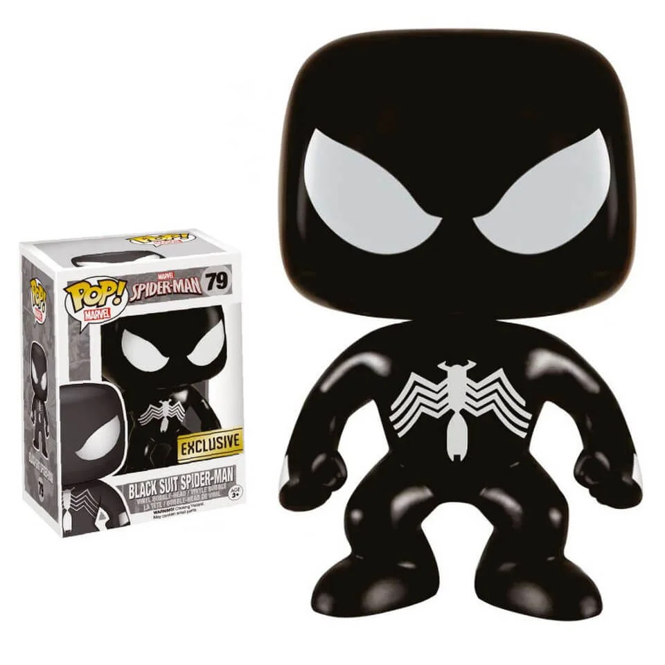 Marvel Spider-Man Black Suit Exclusive Pop! Vinyl Bobble Head Figure Image 1