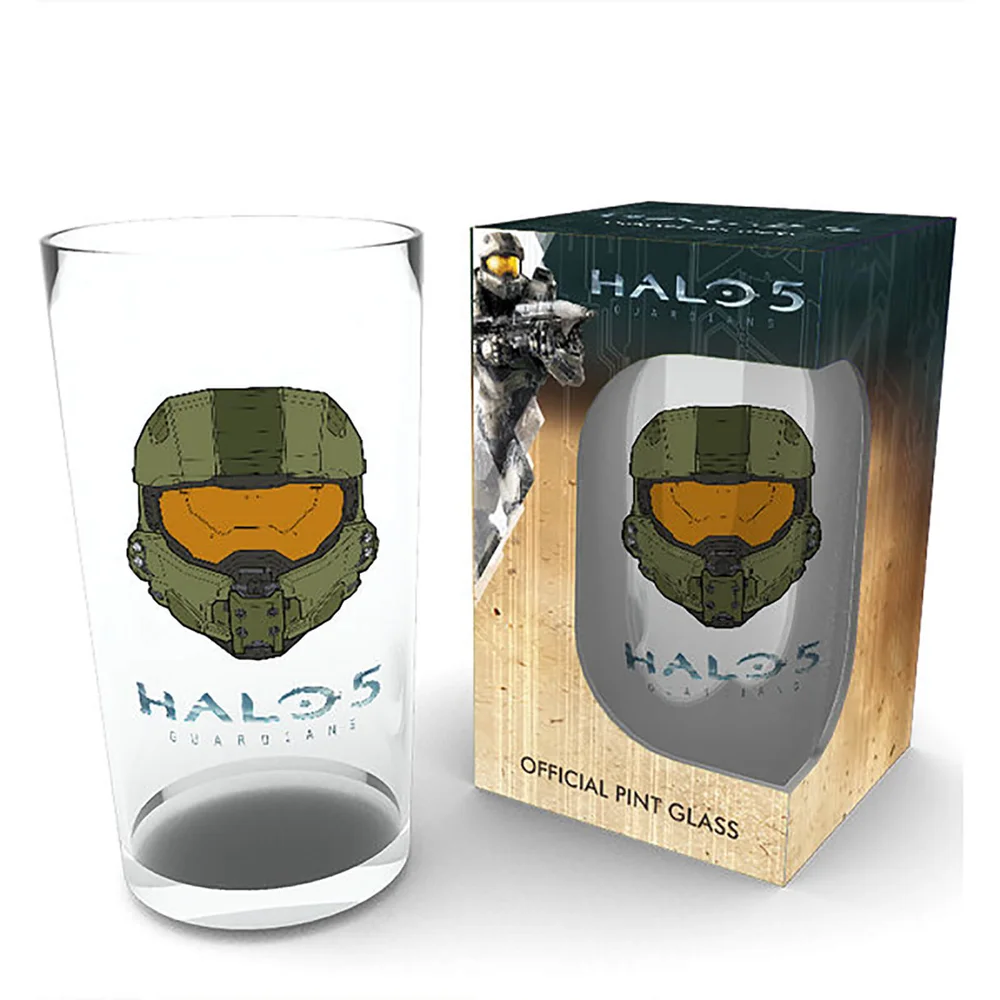 Halo 5 Mask - Pint Glass Image 1