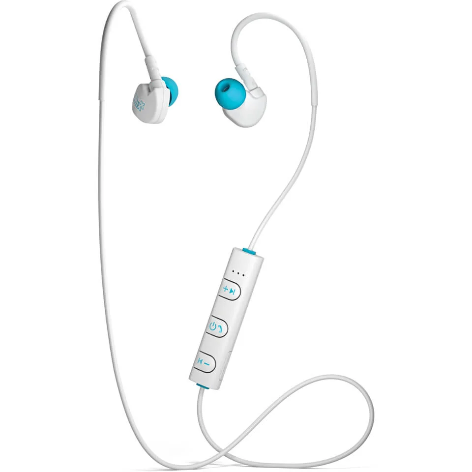 Mixx Memory Fit 1 Bluetooth Sports Earphones Including Mic and In-Line Remote - White Image 1