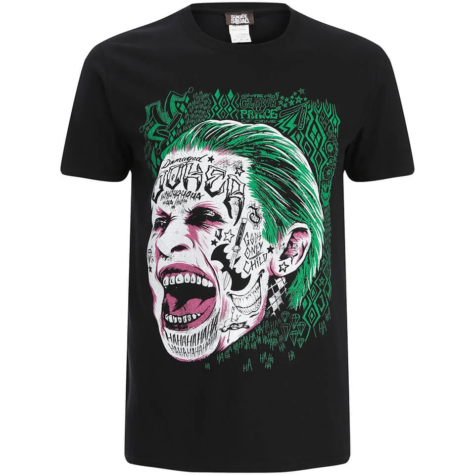 DC Comics Men's Suicide Squad Joker Head T-Shirt - Black - S Image 1