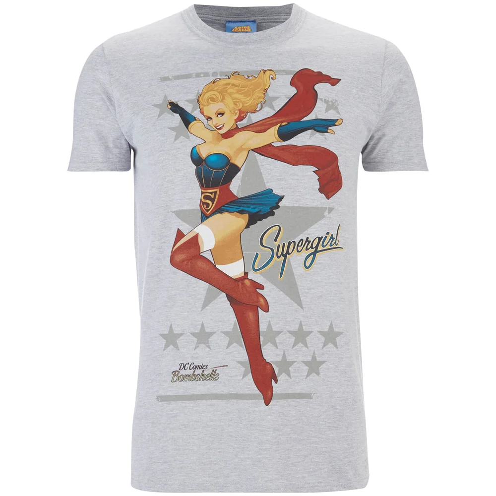 DC Comics Bombshells Men's Supergirl T-Shirt - Grey - S - Grey Image 1
