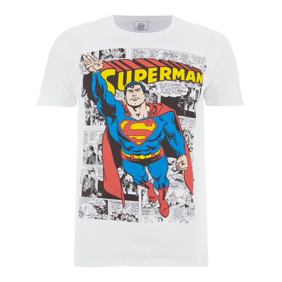 DC Comics Men's Superman Comic Strip T-Shirt - White - S - White Image 1