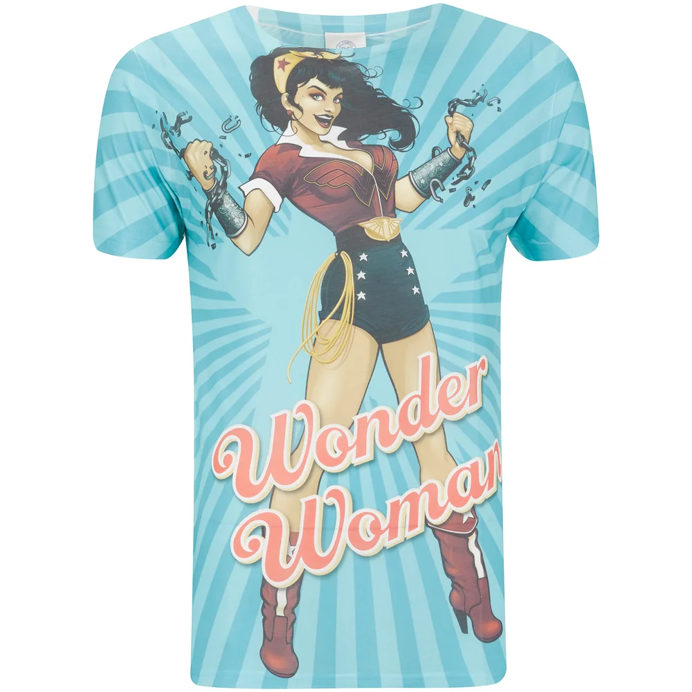 DC Comics Men's Bombshell Wonder Woman T-Shirt - Blue - S Image 1