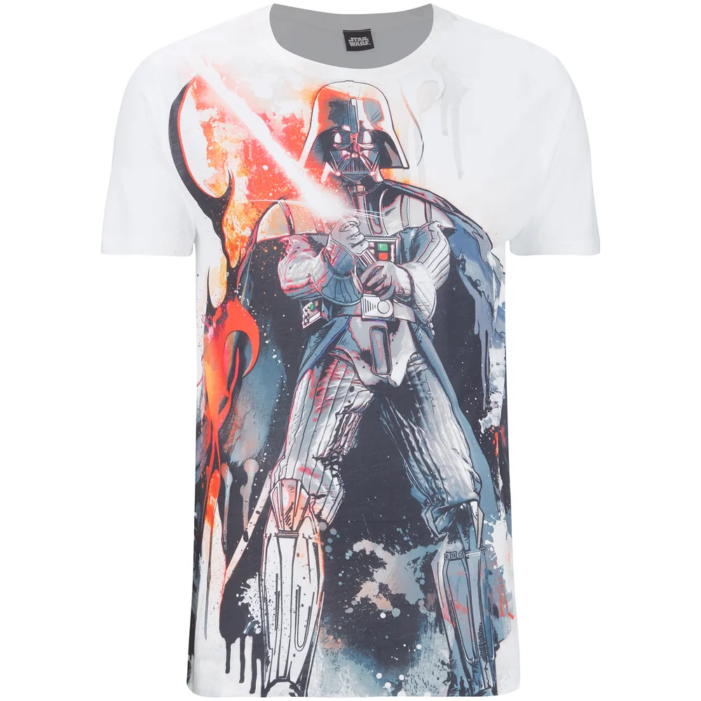 Star Wars Men's Vader Stencil T-Shirt - White - S Image 1