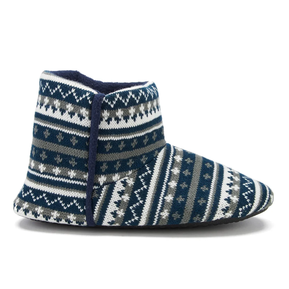 Dunlop Men's Adnet Fairisle Slipper Boots - Navy - S/UK 7-8 - Navy Image 1