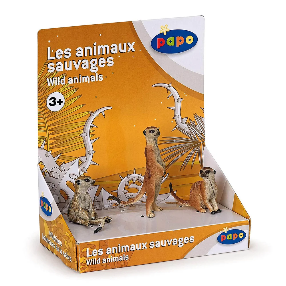 Papo Wild Animal Kingdom: Display Box 3 Meerkats Image 1