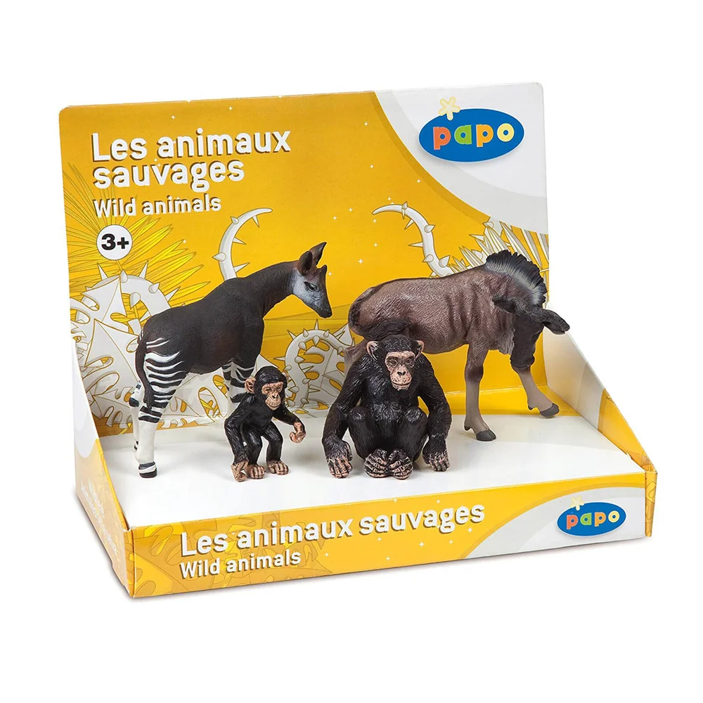 Papo Wild Animal Kingdom: Display Box Wild Animals 1 (4 Figurines) Image 1
