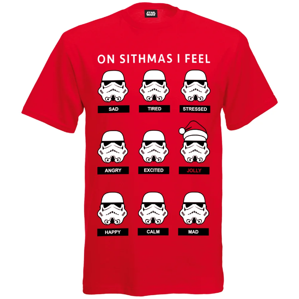 Star Wars Men's Stormtrooper Emotions Christmas T-Shirt - Red - S - Red Image 1