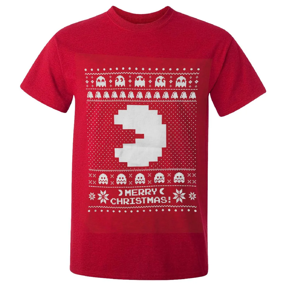 Namco Men's Merry Pac-Man Christmas T-Shirt - Red - L Image 1