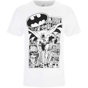 DC Comics Men's Batman Comic Strip T-Shirt - White