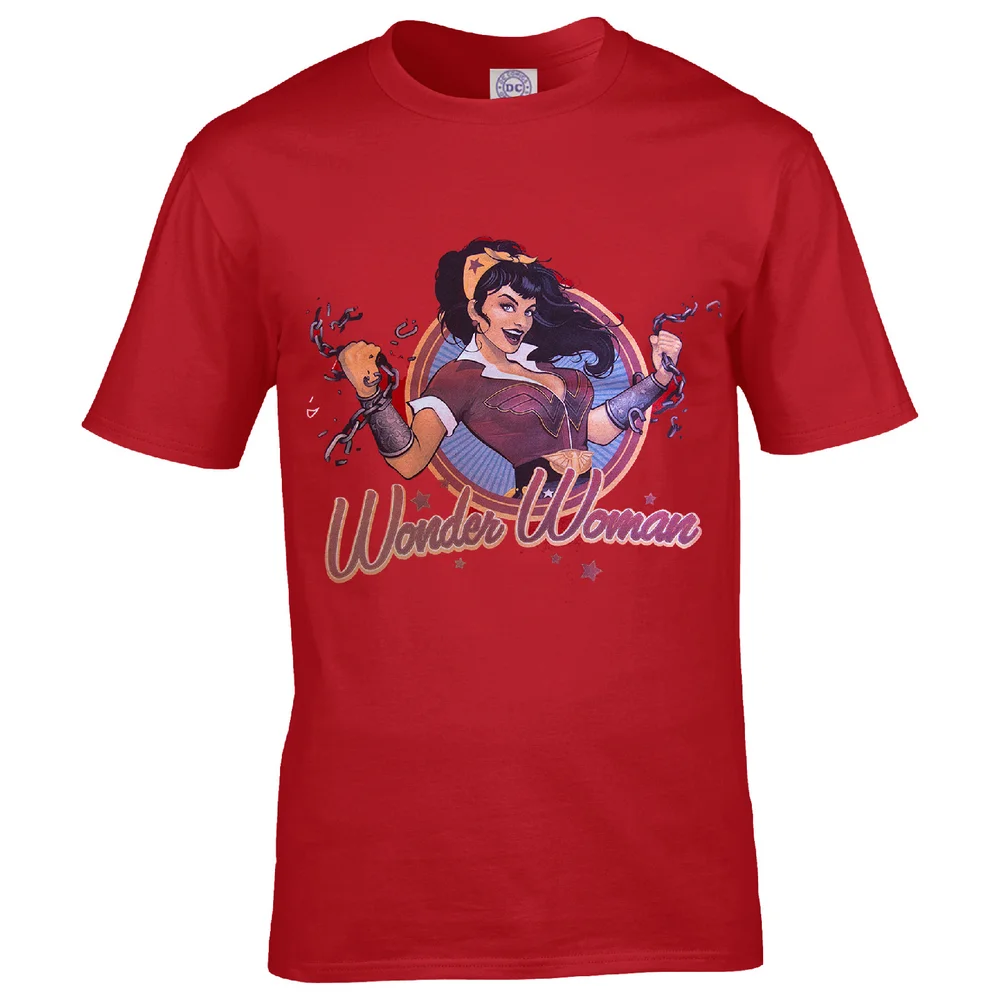 DC Comics Men's Bombshell Wonder Woman Logo T-Shirt - Red - S Image 1