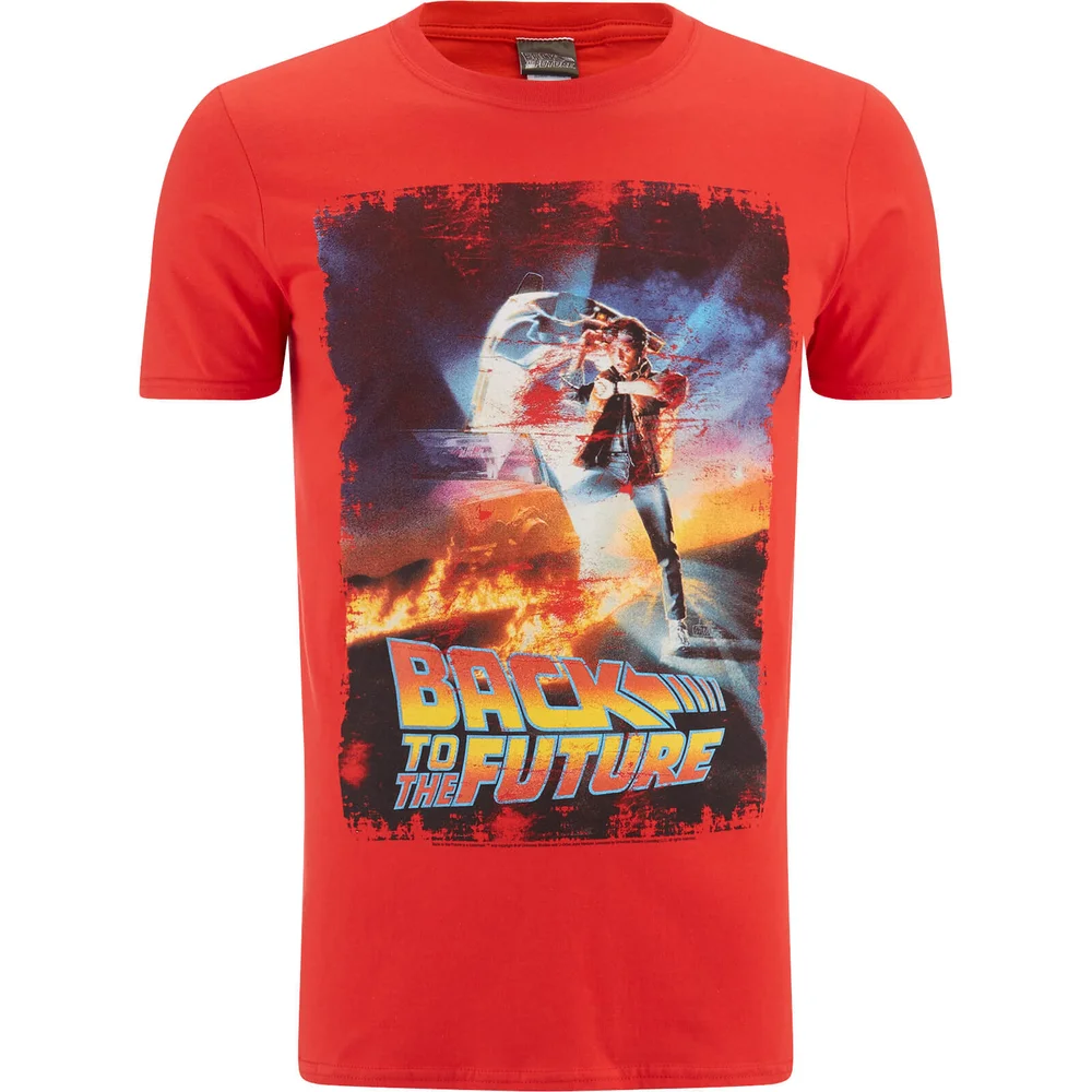 Back to the Future Men's Distressed Poster T-Shirt - Red - S - Red Image 1