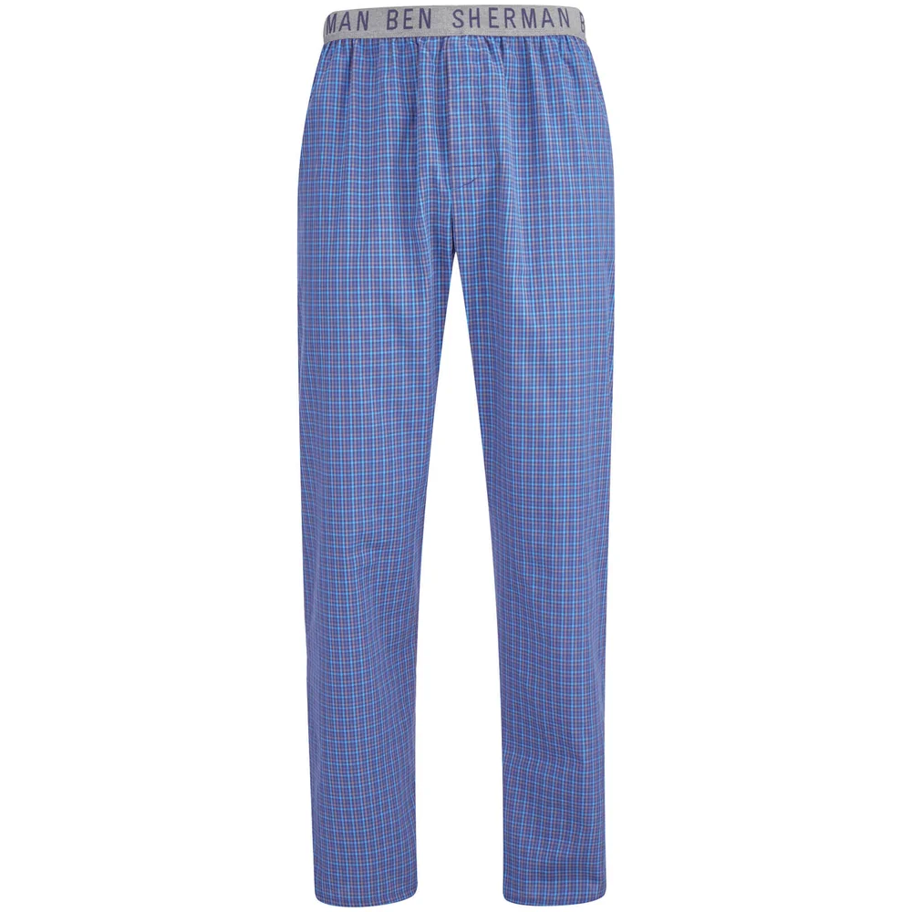 Ben Sherman Men's Check Bart Lounge Pants - Navy/Grey - S - Navy Image 1