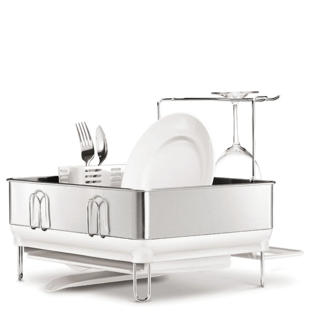 simplehuman Compact Brushed Steel Dish Rack Image 1
