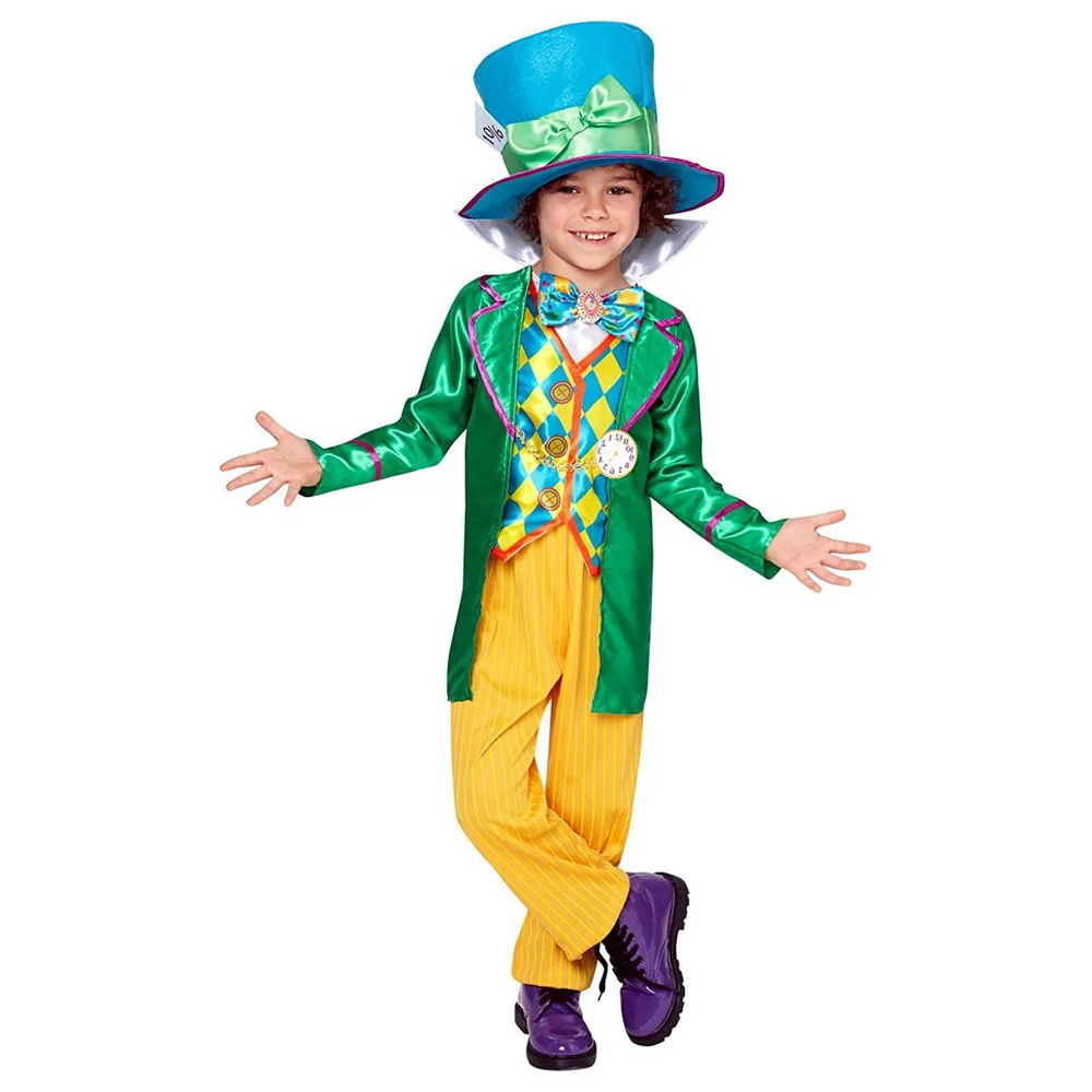 Alice in Wonderland Boys' Mad Hatter Fancy Dress Costume - S - Green Image 1