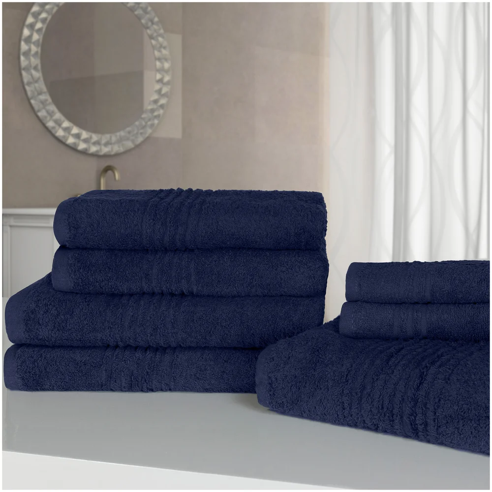 Highams 100% Egyptian Cotton 7 Piece Towel Bale (500gsm) - Blue Image 1