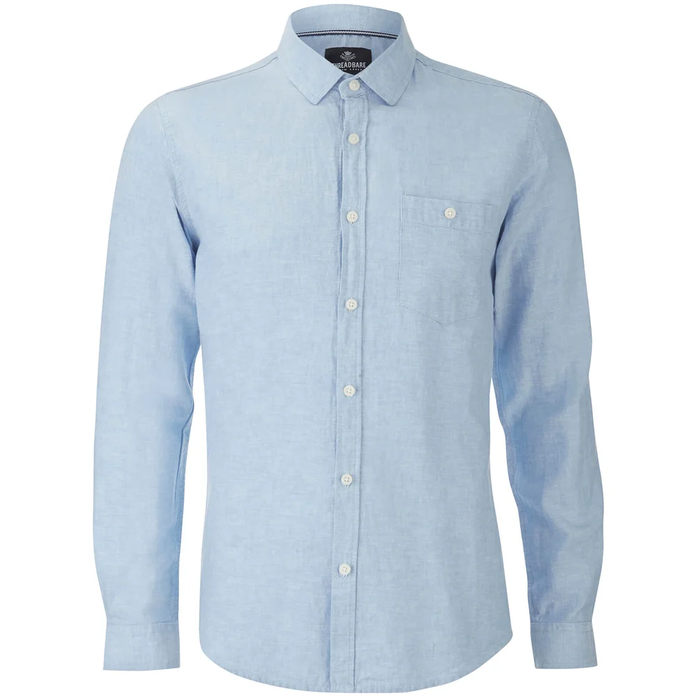 Threadbare Men's Butterbean Long Sleeve Shirt - Blue - S - Blue Image 1