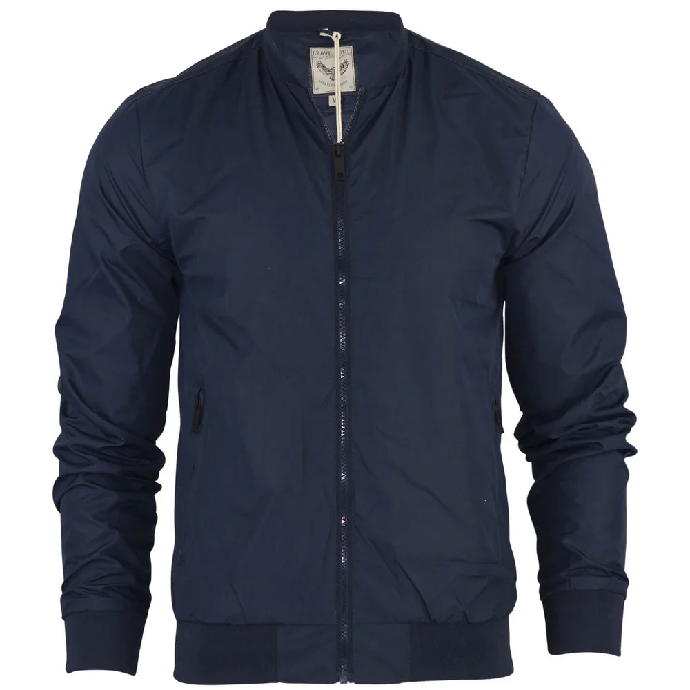 Brave Soul Men's Sanjay Bomber Jacket - Navy - S - Blue Image 1