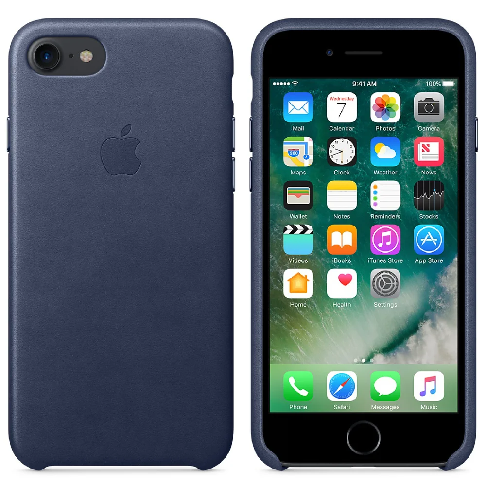 Apple iPhone 7 Leather Case - Midnight Blue Image 1