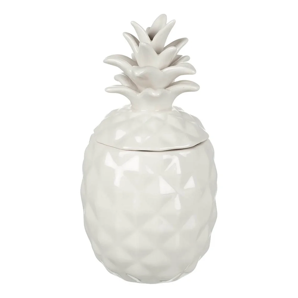 Parlane Pineapple Ceramic Storage Jar - White (20 x 10cm) Image 1