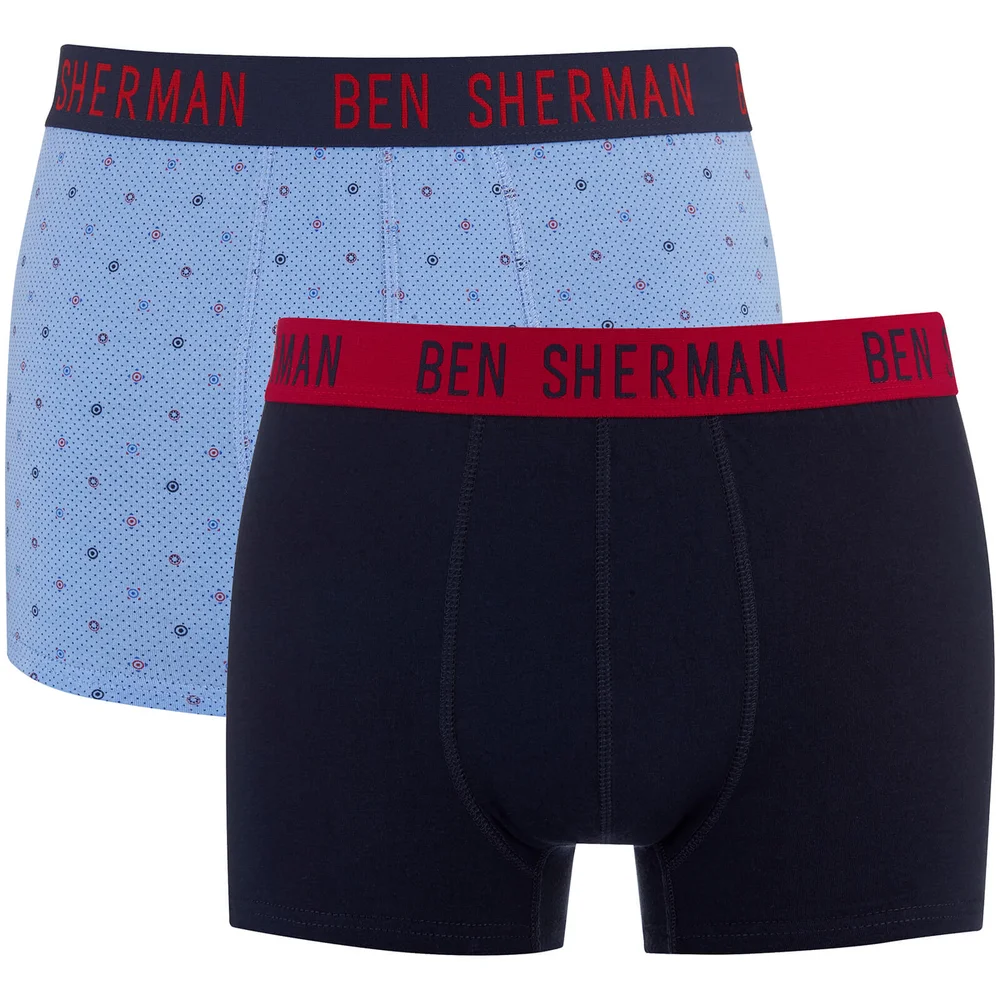 Ben Sherman Men's Douglas 2 Pack Boxers - Blue/Navy - S - Blue Image 1