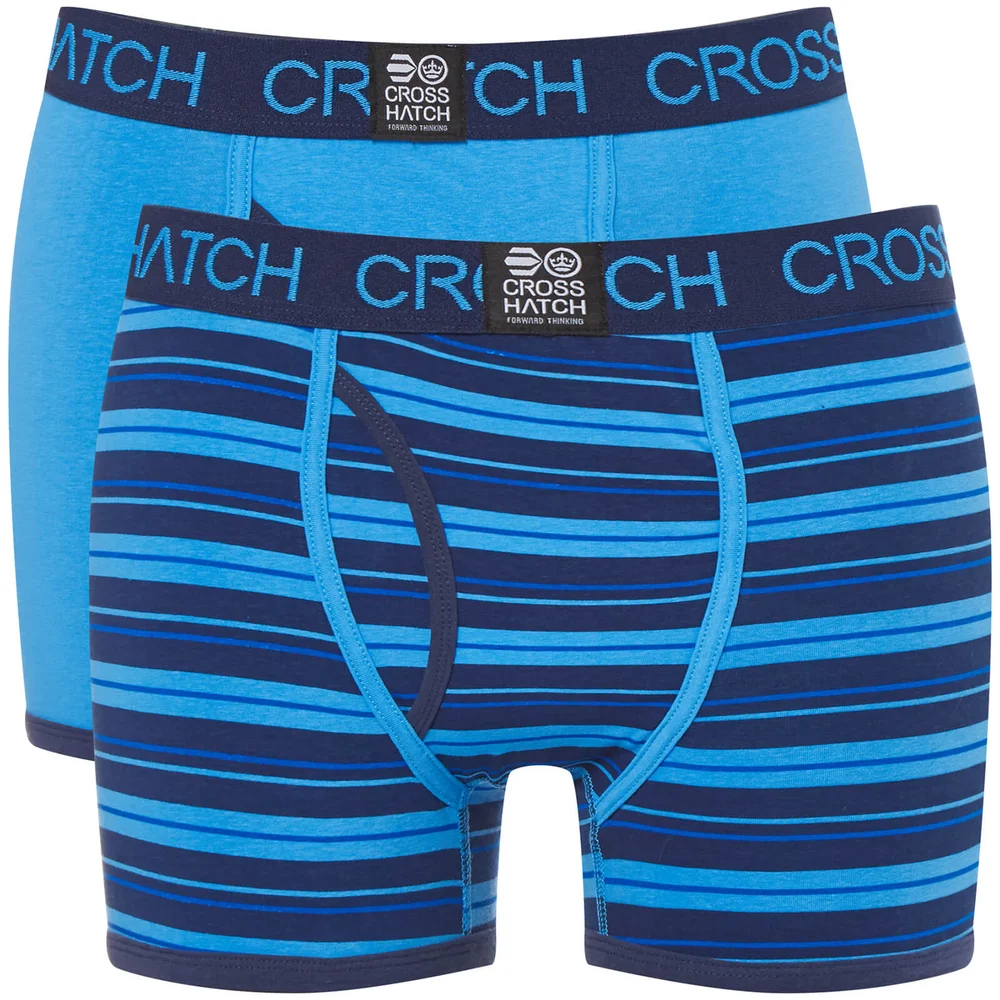 Crosshatch Men's 2 Pack Deckster Boxer Shorts - Malibu Blue - S - Blue Image 1