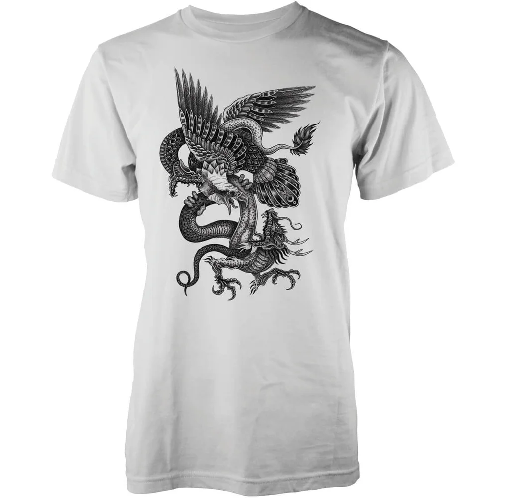 Abandon Ship Men's Eagle Dragon Snake T-Shirt - White - S Image 1