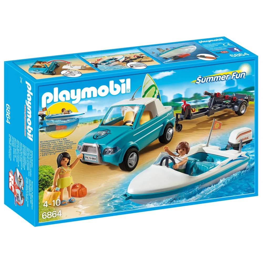 Playmobil Summer Fun Surfer Pickup with Speedboat with Underwater Motor (6864) Image 1