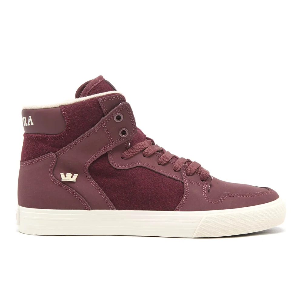 Supra Men's Vaider High Top Trainers - Burgundy/White - UK 7/EU 41 - Red/White Image 1