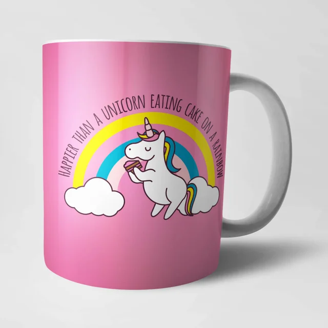 Happier Than A Unicorn Eating Cake Mug