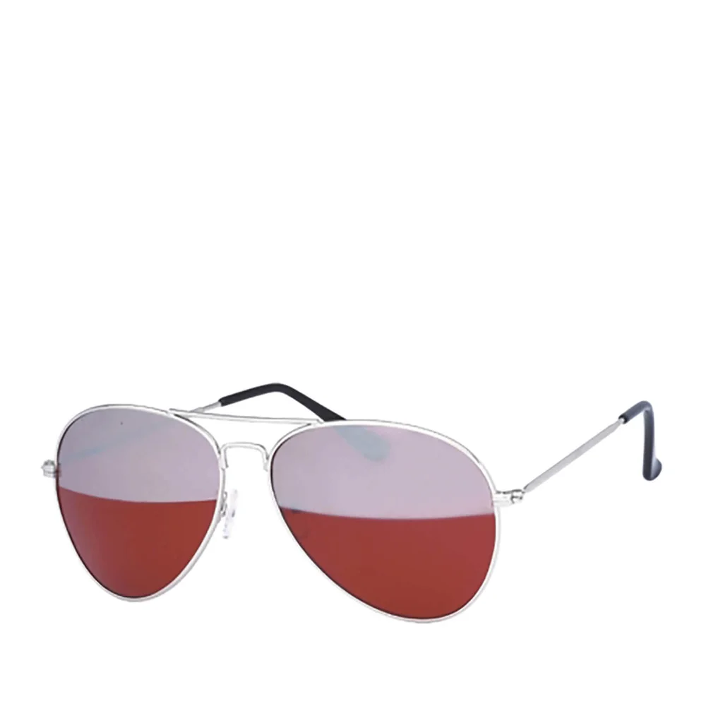Men's Aviator Mirrored Sunglasses - Silver/Red Image 1