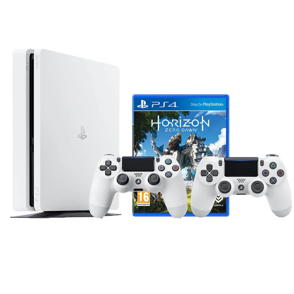 Sony PlayStation 4 Slim 500GB White with DualShock 4 V2 and Horizon Zero Dawn Image 1