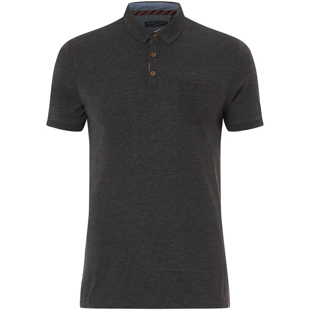 Brave Soul Men's Julius Polo Shirt - Dark Charcoal Marl - S - Grey Image 1
