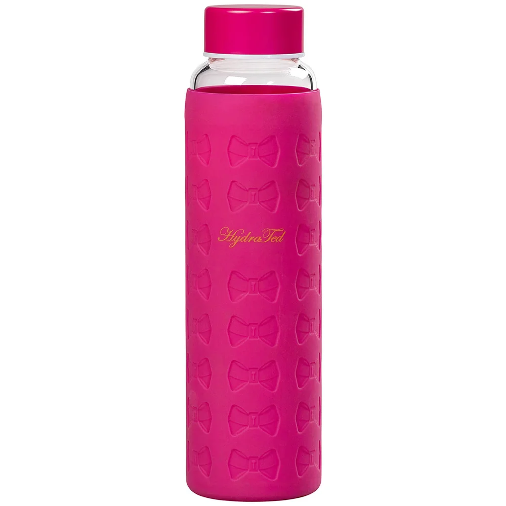 Ted Baker Hot Pink Glass Water Bottle with Silicone Sleeve Image 1