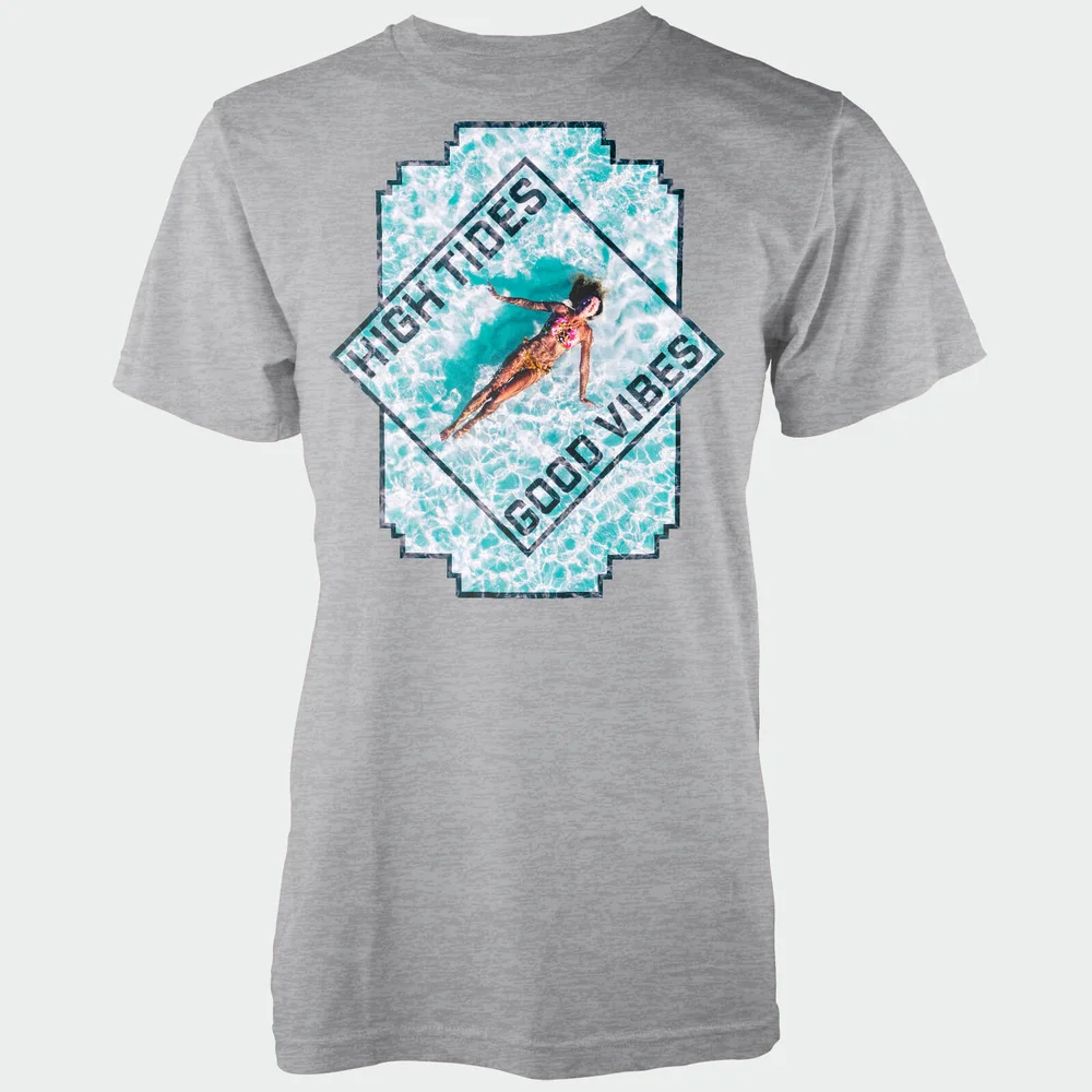High Tides Good Vibes Grey T-Shirt - S - Grey Image 1